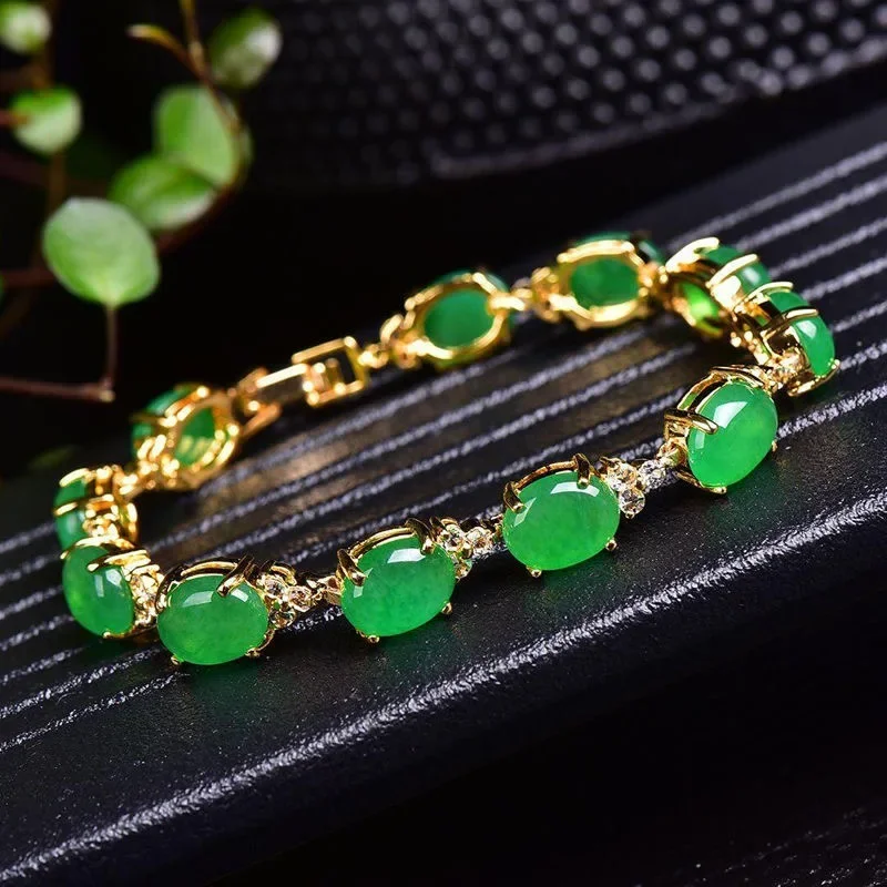Beading - หยกสีเขียวธรรมชาติ Agate LOVE สร้อยข้อมือลูกปัดกําไลข้อมือ Charm เครื่องประดับโยคะ