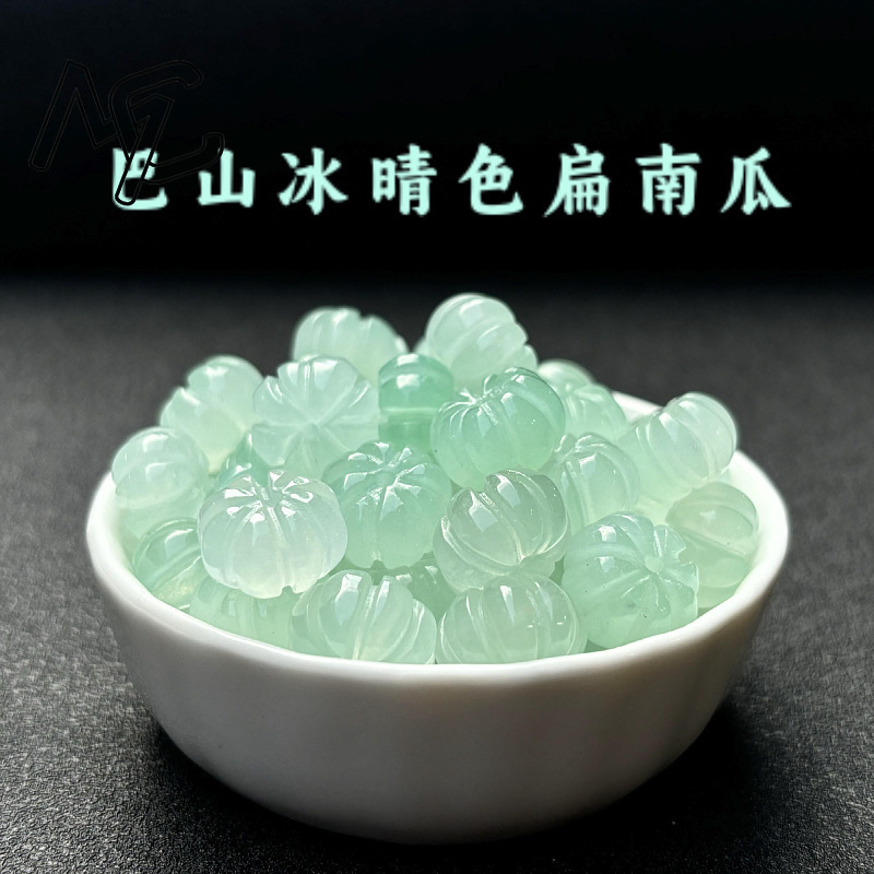 Beading - 10pcs สีเขียวหยกฟักทองลูกปัด DIY ต่างหูสร้อยข้อมือ Charm Jadeite