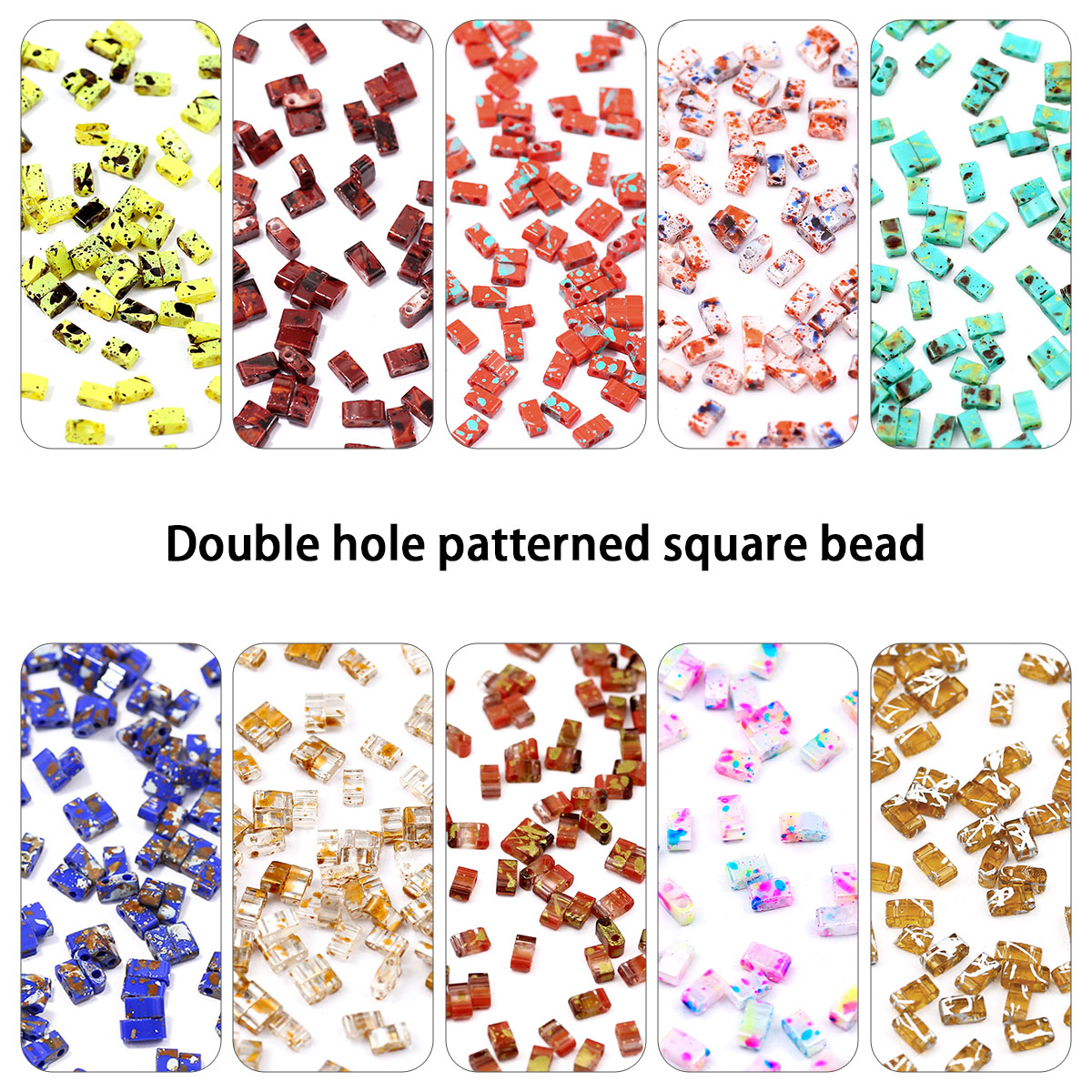 Glass Seed Beads 2Mm Jewelry Making - 5 × 2 มม.สี Picasso คู่หลุมแก้ว