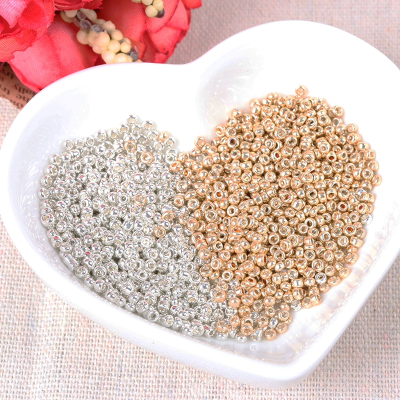 Glass Seed Beads 2Mm Jewelry Making - สีทองและสีเงิน2มม.3มม.4มม.แก้วคริสตัล Spacer ลูกปัด,ภาษาเช็คคำลูกปัดสำหรับเครื่องประดับทำด้วยมือ DIY BLUV02X
