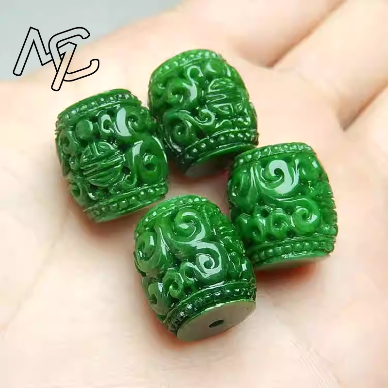 5 PC ธรรมชาติสีเขียวหยกแกะสลัก - Beading บทวิจารณ์และราคา