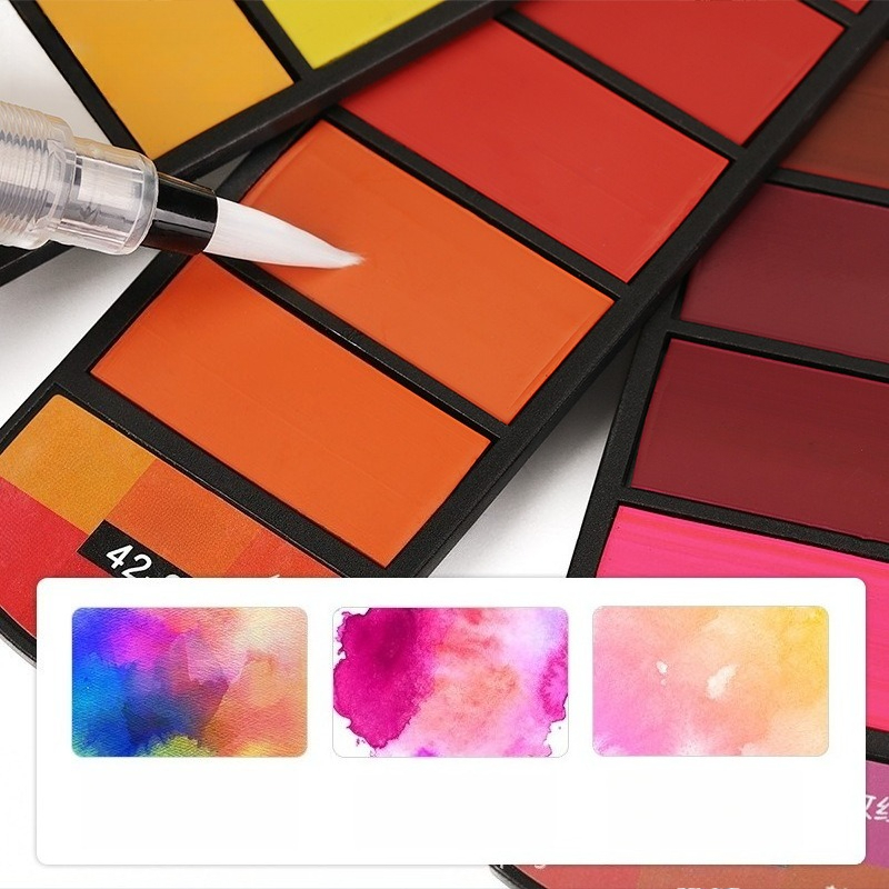 ชุดสีน้ำแบบแข็ง 18 สี พร้อมพู่ - Watercolor Paint Set Solid Pigment บทวิจารณ์และราคา