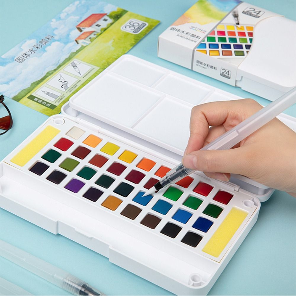 ชุดสีน้ำแบบแข็ง 12/18/24/36 สี - Watercolor Paint Set Solid Pigment บทวิจารณ์และราคา
