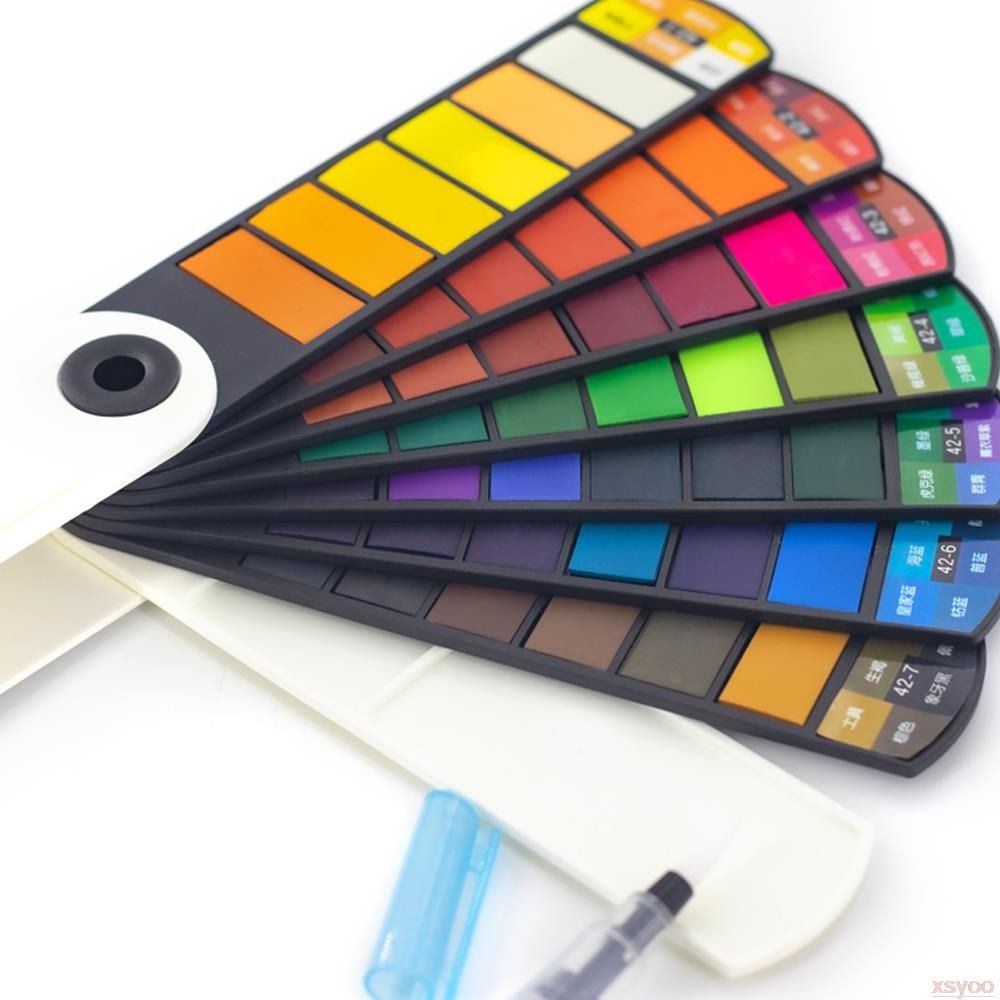 ชุดสีน้ำแบบพับได้พร้อมพู่กันน้ - Watercolor Paint Set Solid Pigment บทวิจารณ์และราคา